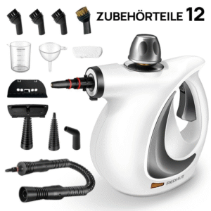"REDHUT Hand-Dampfreiniger, ausgestattet mit 12 Zubehörteilen, Hochdruck, umweltfreundlich, geeignet für die Dampfreinigung und Desinfektion von Haus, Küche und Bad – 2,5 m Kabel "