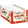 Kinder Bueno Chocolate con leche y crema de avellanas 30*43g,Kinder Bueno White ,Caja de 30 unidades,Barritas de Chocolate